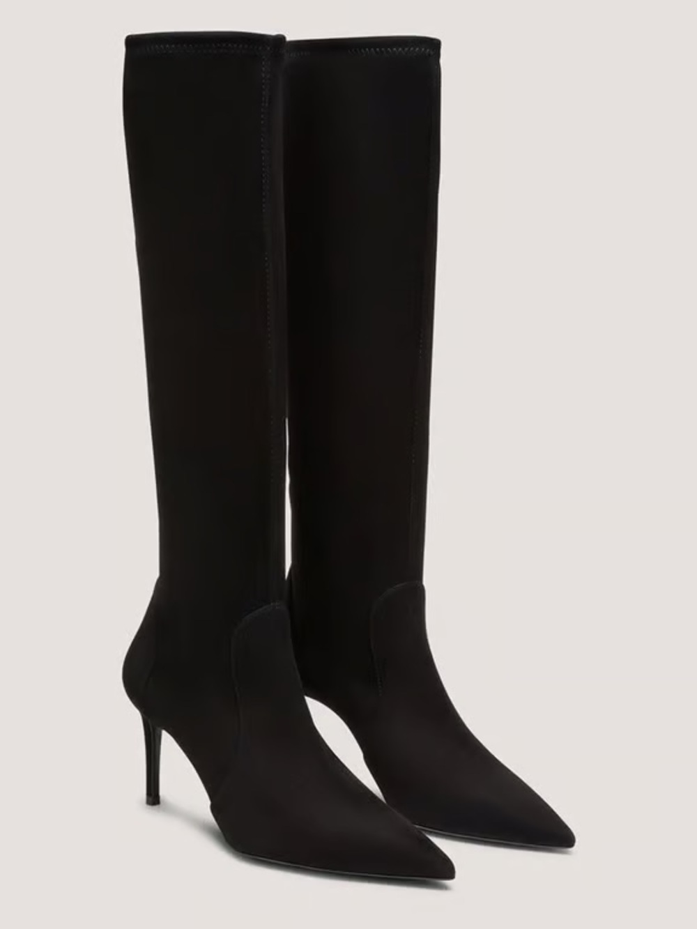Stuart Weitzman Black Knee-High Pointed-Toe Stiletto Boots
